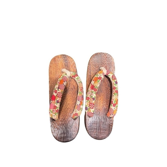 Japanese zōri synthetic wood slippers women's 7/8 - Picture 1 of 5